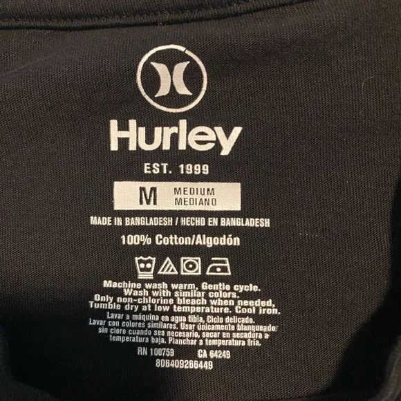 Mens Black Hurley T-shirt - Picture 5 of 5